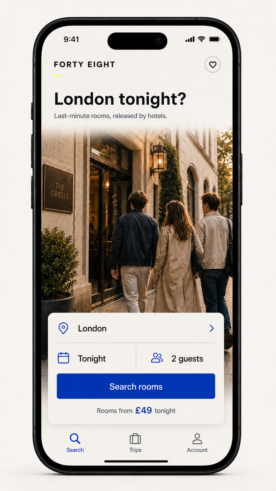 Search for a hotel in London tonight